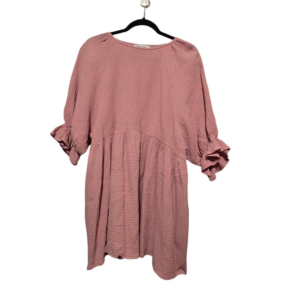 Ebby and I‎ Babydoll Top/Dress Womens Sz 8 Puff Sleeve Cotton Gauze Boho Cottage